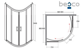 Душевая кабина Besco Modern 90х90 см профиль хром/стекло прозрачное MP-90-185-C