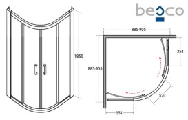 Душевая кабина Besco Modern 90х90 см профиль хром/стекло графитовое MP-90-185-G