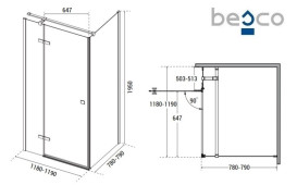 Душевая кабина Besco Pixa 120х80 см правая профиль хром/стекло прозрачное PPP-128-195C