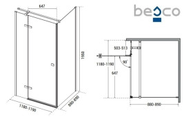 Душевая кабина Besco Pixa 120х90 см левая профиль хром/стекло прозрачное PPL-129-195C