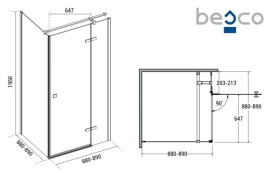 Душевая кабина Besco Pixa 90х90 см правая профиль хром/стекло прозрачное PKP-90-195-C