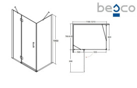 Душевая кабина Besco Viva 120х80 см левая профиль хром/стекло прозрачное VPL-128-195C