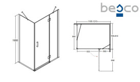 Душевая кабина Besco Viva 120х80 см правая профиль хром/стекло прозрачное VPP-128-195C
