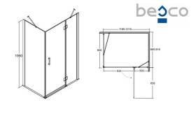 Душевая кабина Besco Viva 120х90 см правая профиль хром/стекло прозрачное VPP-129-195C