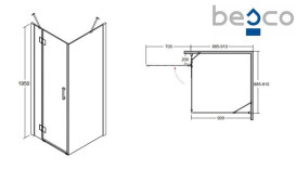 Душевая кабина Besco Viva 90х90 см левая профиль хром/стекло прозрачное VKL-90-195-C