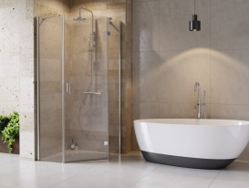 Душова кабіна Besco Viva 90х90 см права профіль хром/скло прозоре V5P-90-195-C