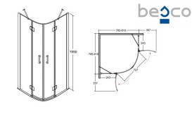 Душевая кабина Besco Viva 90х90 см профиль хром/стекло прозрачное VP-90-195-C