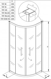 Душевая кабина четверть круга Kolpa San SQ Line TKP 90/CH профиль белый/стекло шиншилла 511090