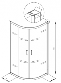 Душевая кабина четверть круга Kolpa San Eco Quat TKP 90/K 90х90 см профиль серебряный/прозрачное стекло 538580