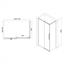 Душевая кабина Eger A Lany 120х80 профиль алюминий черный прозрачное стекло 599-550 Black