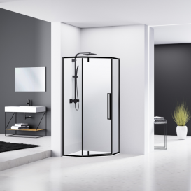 Душевая кабина Eger A Lany 90х90 без поддона профиль алюминий черный прозрачное стекло 599-552/1 Black