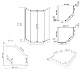 Душова кабіна Eger Iris 100x100 з піддоном профіль хром/прозоре скло 599-143