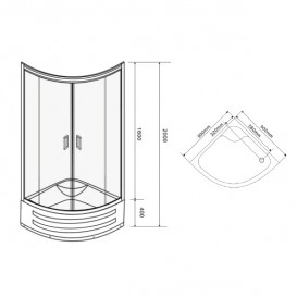 Душевая кабина Eger Magrit 90х90 с глубоким поддоном профиль алюминий хром стекло тонированное 599-587