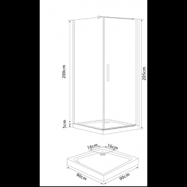 Душова кабіна Eger Rudas 90х90 профіль алюміній хром прозоре скло 599-001 / 1L / R