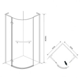 Душевая кабина Eger Timea 90х90 фурнитура алюминий хром стекло прозрачное 599-808 TR/1