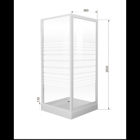 Душова кабіна Eger Frida 90х90 квадратна профіль алюміній білий скло прозоре з декором Frizek 599-151-15