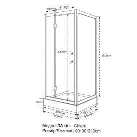 Душова кабіна Insana Chiara 90x90 см профіль чорний/скло прозоре А0051352