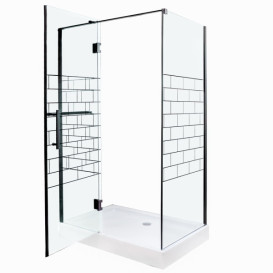 Душова кабіна Insana Venza 121 LN 120х80 см профіль чорний/прозоре з малюнком скло А0048483