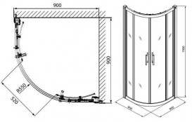 Душова кабіна Kolo GEO 6 90x90х190 частина 2/2 без піддону GKPG90R22003B