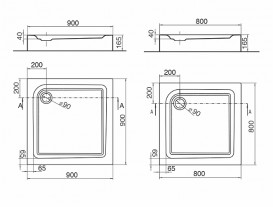 Душевая кабина Kolo Rekord 90х90 см с поддоном KOLO First и сифоном Geberit PKDK90222003+XBK1690000+150.551.21.1
