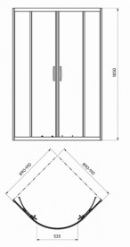 Душова кабіна Kolo Rekord напівкругла 90х90 см з піддоном KOLO First PKPG90222003 + XBN1690000
