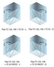 Душова кабіна Kolpa San Flex TS 140+TS 55/K-R FROST 140x55 см права профіль хром/прозоре скло/Фрост 514760