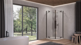 Душевая кабина Kolpa San Polaris R B 90х90 см профиль черный/прозрачное стекло Clean Coat 515390