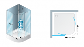 Душевая кабина Kolpa San Pulsar TKP 100/K четверть круга профиль серебряный/прозрачное стекло 560410