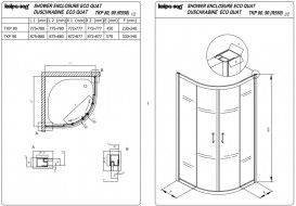 Душова кабіна Kolpa San TKP Eco Quat Black 80х80 см профіль чорний/прозоре скло 515290