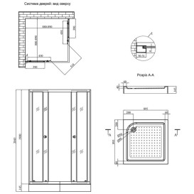 Душевая кабина Kroner KRP EifelQCFL9090 90х90 см профиль сатин стекло с рисунком CV029569