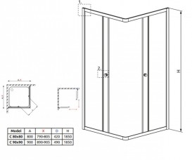 Душова кабіна Radaway Classic C80 білий профіль / скло графіт 30060-04-05