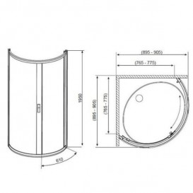 Душова кабіна Radaway Diana 90х90 см профіль хром скло фабрик 30302-01-06NA