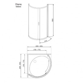 Душова кабіна Radaway Diana 90х90 см профільхром / прозоре скло 30302-01-01NA