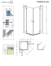 Душевая кабина Radaway Torrenta KDD 90Rx80L профиль хром стекло каррэ 32777-01-10NR
