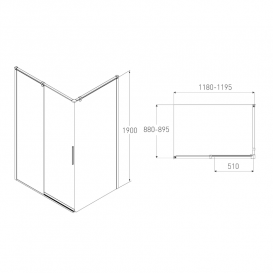Душова кабіна Volle Leon раздвіжная120х90 см хром/тоноване скло 10-22-244glass