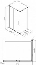 Душова кабіна Volle Teo 117,5х87,5 профіль хром/прозоре скло 10-22-333