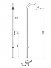 Душевая колонна Ama Cometa уличная с двумя смесителями лейкой для душа и изливом нержавеющая сталь CM4650L