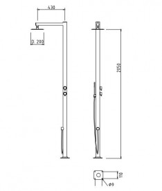 Душевая колонна Ama Venere уличная с двумя смесителями лейкой и ручным душем нержавеющая сталь VE1060L