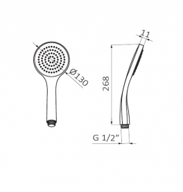 Душевая лейка GRB Hidromasaje Jolie Magnum один режим хром 059750