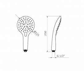Душевая лейка GRB Hidromasaje с тремя режимами латунь хром 05010012