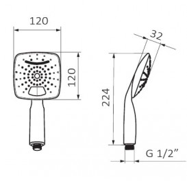 Душевая лейка GRB Hydro 120х120 мм 2 режима пластик хром 05010002