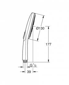 Душевая лейка Grohe Rainshower Smartactive 130 3 типа струи графит темный матовый 26574AL0