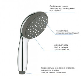 Душевая лейка Grohe Vitalio Start Quickfix 100 1-режимная хром 27940000