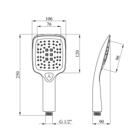 Душова лійка Kroner Edelstahl Kubus-SCH700 106х120 мм пластик чорний CV031196