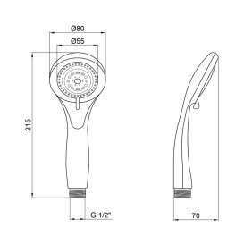 Душова лійка Kroner KRM C713 ⌀80 мм пластик хром CV023276