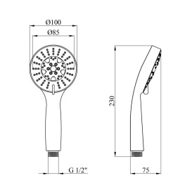 Душевая лейка Kroner KRM-C721 ⌀100 мм пластик хром CV031202
