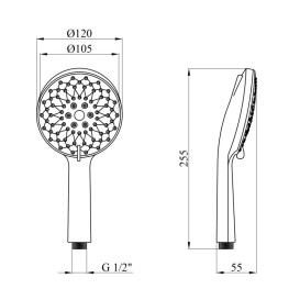 Душевая лейка Kroner KRM-C723 ⌀120 мм пластик хром CV035445