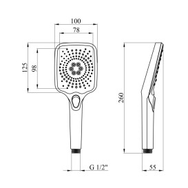 Душевая лейка Kroner KRM-C727 100х125 мм пластик хром CV035449