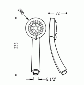 Душевая лейка Tres Aqua Plus Ø80 мм с гидромассажем 2 типа струи хром 134627