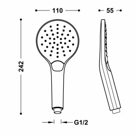 Душевая лейка Tres Eco-Drop с гидромассажем ручная черный матовый 29963112NM